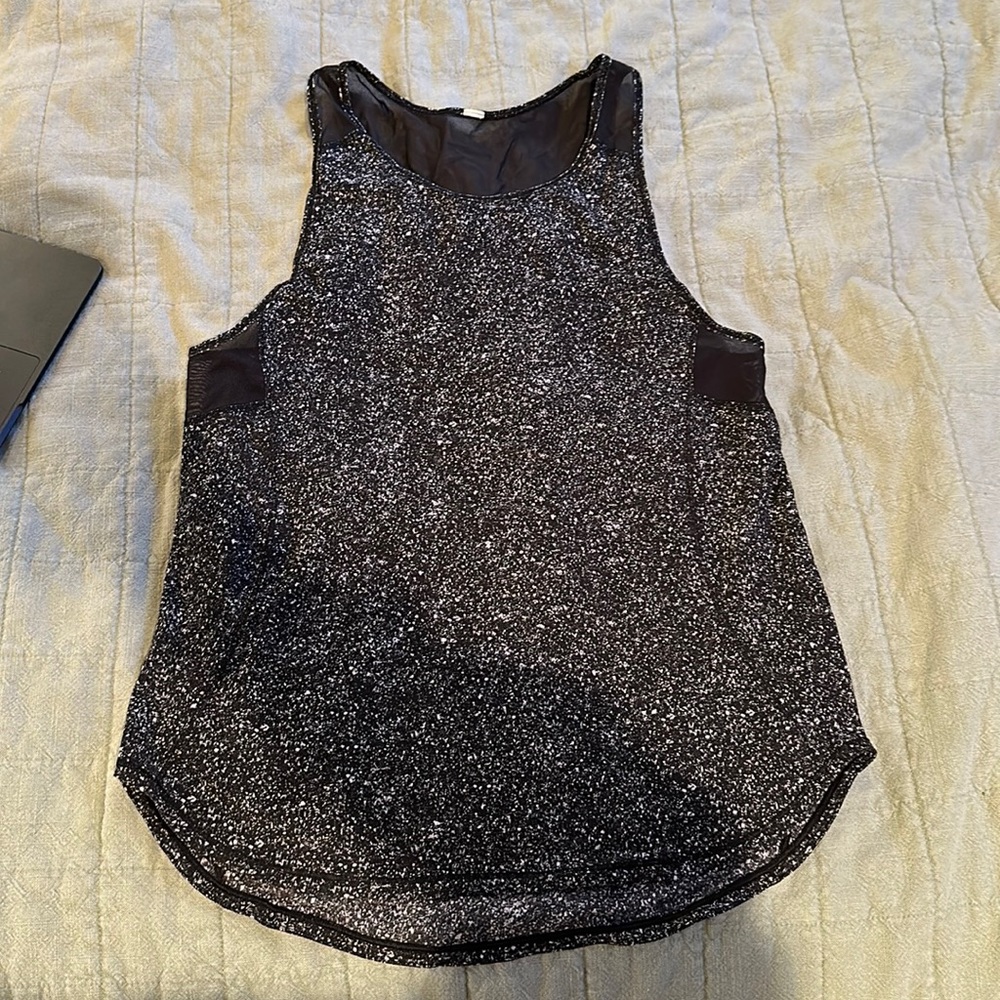 Black Lulu Tank with Mesh Detail